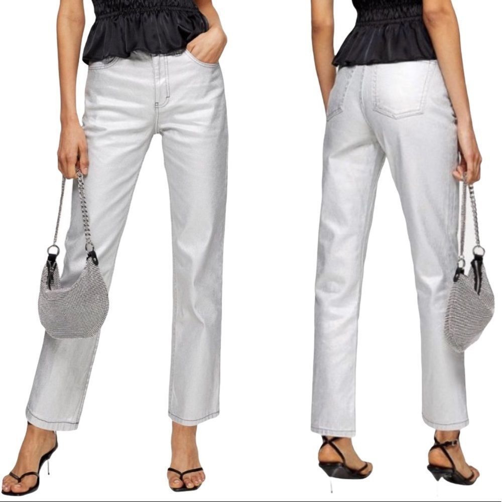 TOPSHOP Silver Coated Jeans!